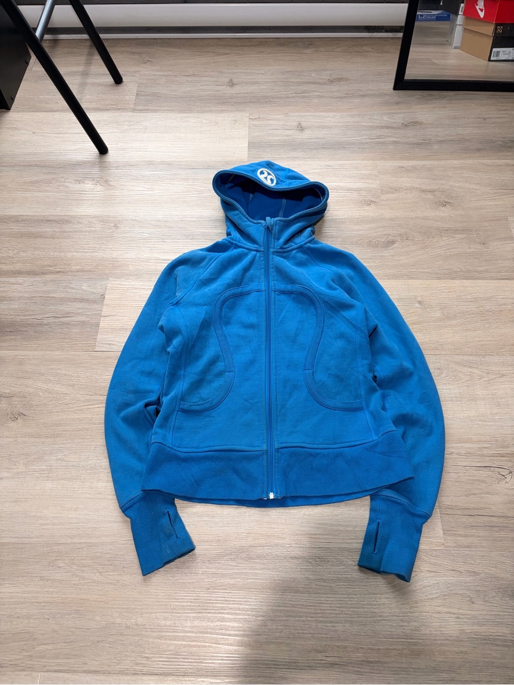 Blue Lululemon fleece scuba hoodie